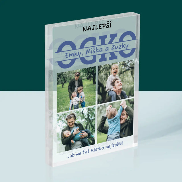 Fotokoláž: Najlepší Ocko Mená - Akrylový Blok (Vertikálne)