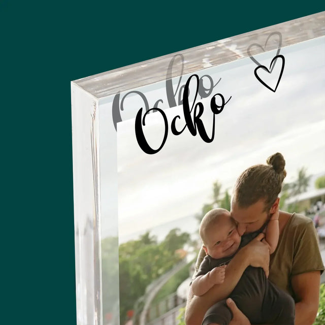 Fotografia A Podpis: Prvý Deň Ocka - Akrylový Blok (Vertikálne)