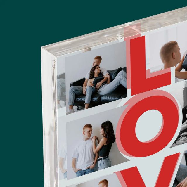 Fotokoláž: Slovo Love - Akrylový Blok (Vertikálne)