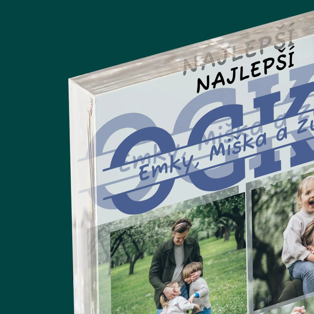 Fotokoláž: Najlepší Ocko Mená - Akrylový Blok (Vertikálne)