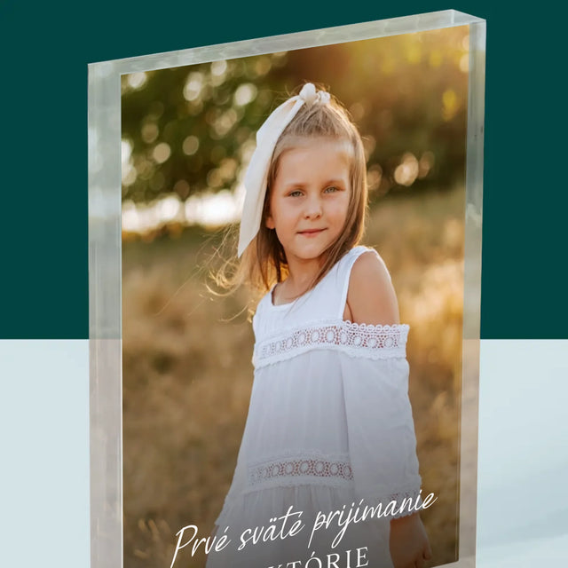 Fotografia A Podpis: Prijímanie - Akrylový Blok (Vertikálne)