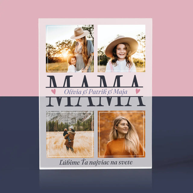 Fotokoláž: Mama Mená - Akrylový Blok (Vertikálne)