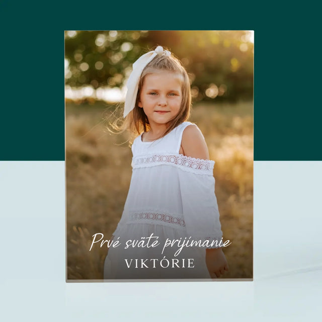 Fotografia A Podpis: Prijímanie - Akrylový Blok (Vertikálne)