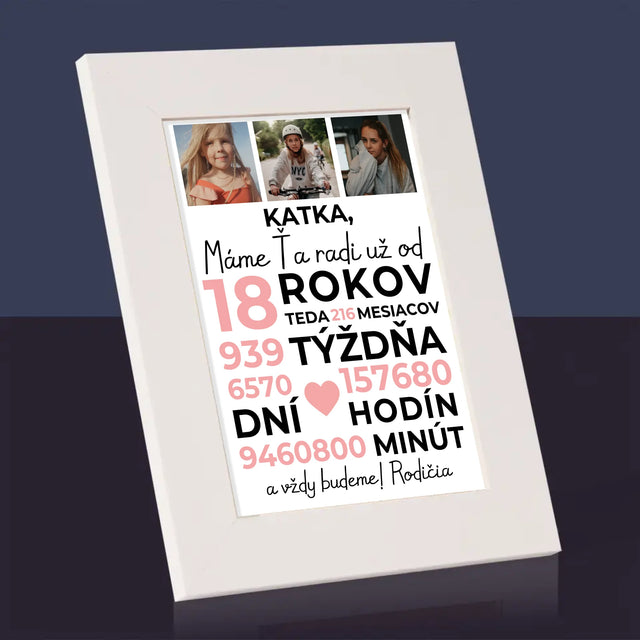 Fotokoláž: Máme Ťa Radi 18 Rokov - Rámček Na Fotografiu (Vertikálne)