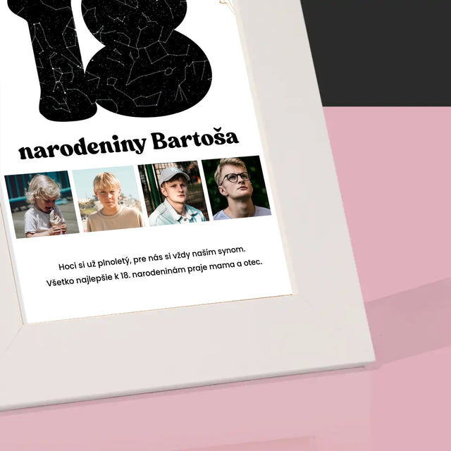 Mapa Hviezd: 18. Narodeniny Hviezdy S Prianím - Rámček Na Fotografiu (Vertikálne)
