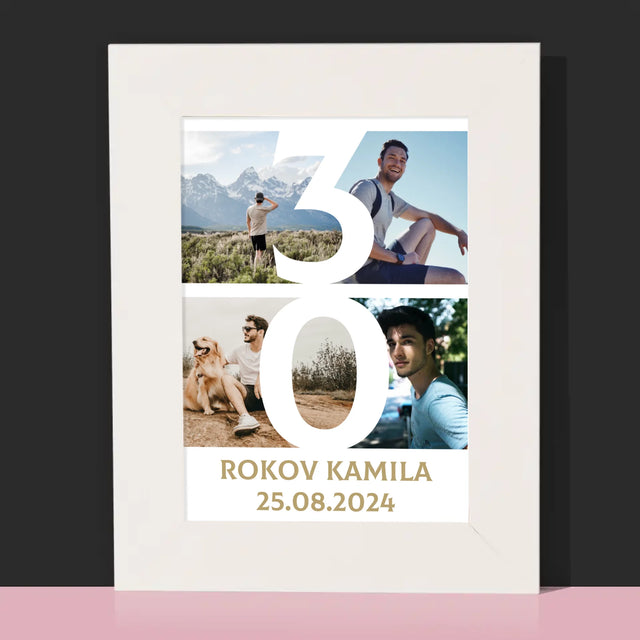 Fotokoláž: 30 Rokov Číslo Fotografie - Rámček Na Fotografiu (Vertikálne)