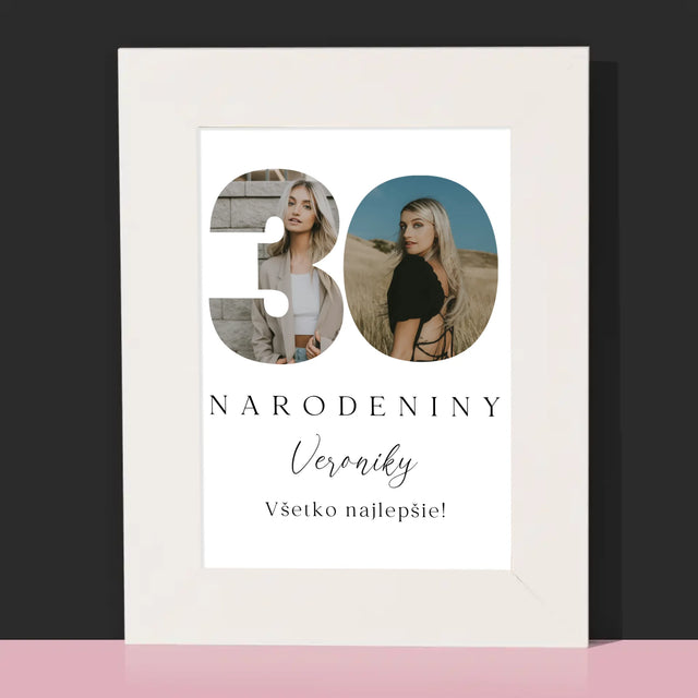 Slovo Z Fotografií: 30. Narodeniny Podpis - Rámček Na Fotografiu (Vertikálne)
