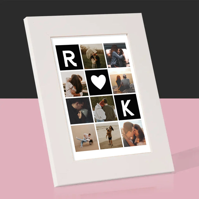 Fotokoláž: Monogramy Lásky S Fotografiami - Rámček Na Fotografiu (Vertikálne)
