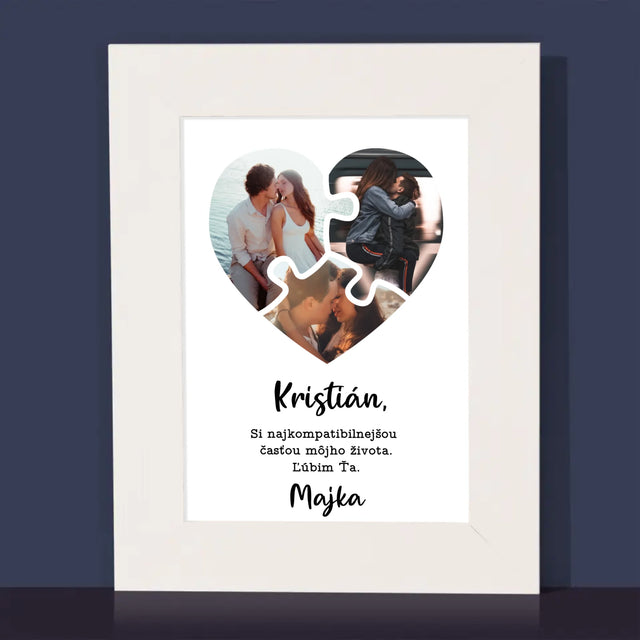 Fotokoláž: Valentínske Puzzle - Rámček Na Fotografiu (Vertikálne)
