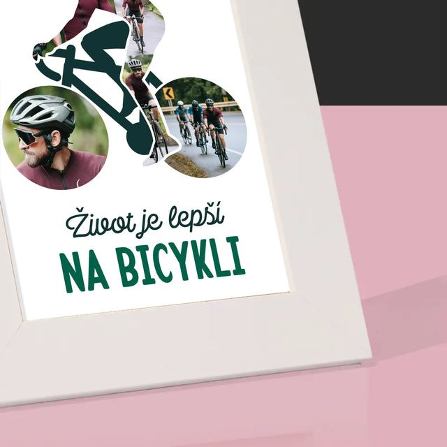Tvar Z Fotografií: Život Je Lepší Na Bicykli - Rámček Na Fotografiu (Vertikálne)
