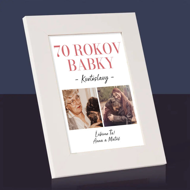 Fotokoláž: 70 Rokov Babky - Rámček Na Fotografiu (Vertikálne)