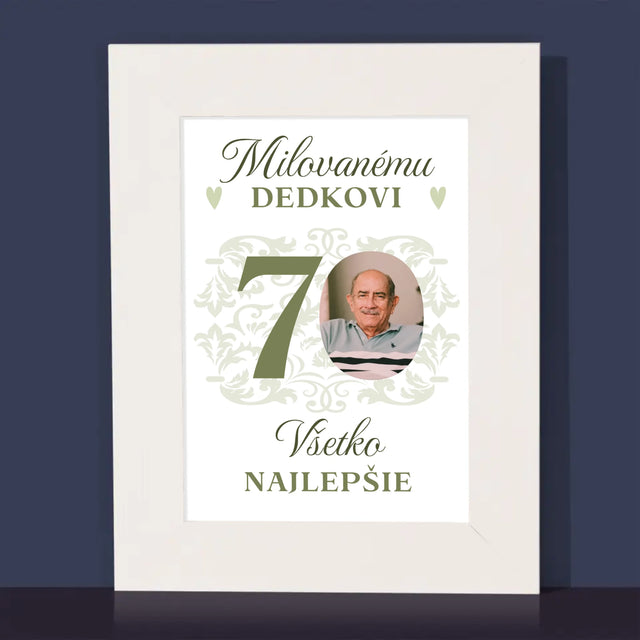 Fotografia A Podpis: Milovanému Dedkovi, Všetko Najlepšie - Rámček Na Fotografiu (Vertikálne)