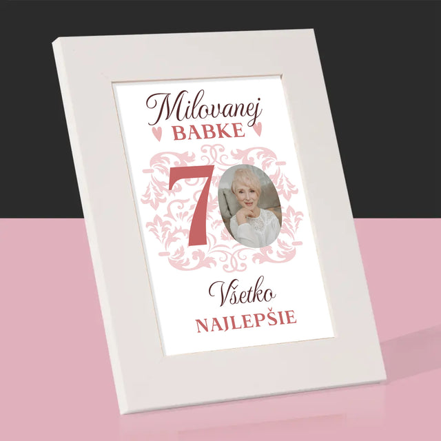 Fotografia A Podpis: Milovanej Babke, Všetko Najlepšie - Rámček Na Fotografiu (Vertikálne)