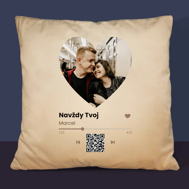 Fotografia A Podpis: Naša Pesnička Srdce Qr Kód - Vankúš 