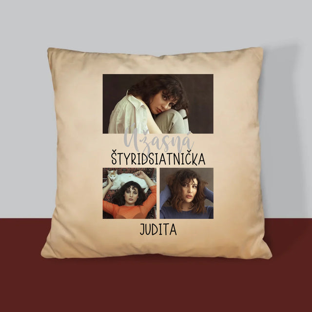 Fotokoláž: Úžasná Štyridsiatnička - Vankúš 