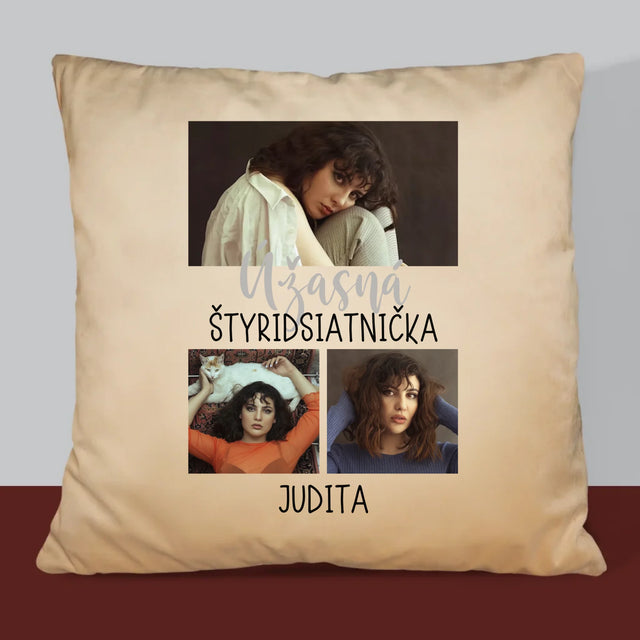 Fotokoláž: Úžasná Štyridsiatnička - Vankúš 