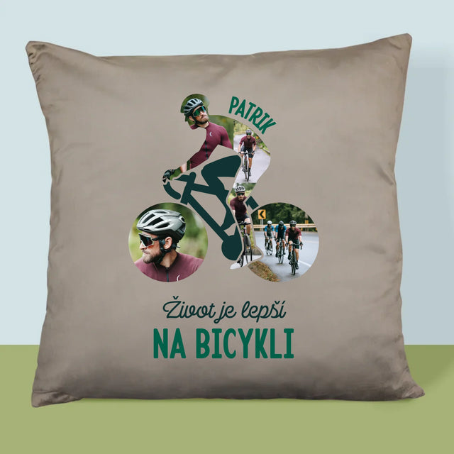 Tvar Z Fotografií: Život Je Lepší Na Bicykli - Vankúš 