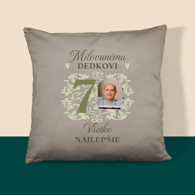 Fotografia A Podpis: Milovanému Dedkovi, Všetko Najlepšie - Vankúš 