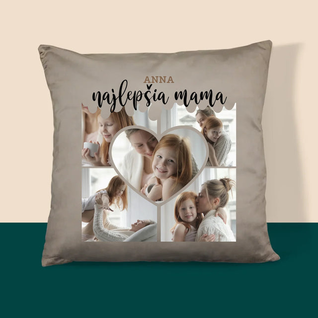 Fotokoláž: Najlepšia Mama Srdce - Vankúš 