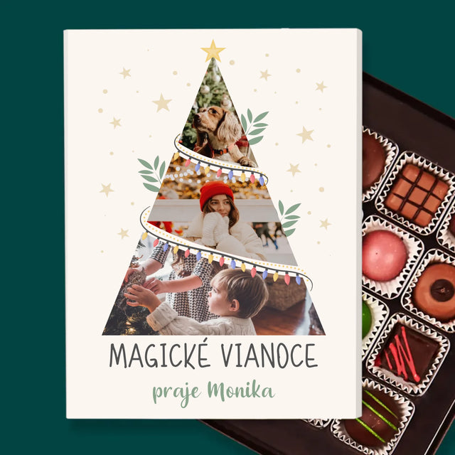 Fotokoláž: Magické Vianoce Stromček - Pralinky