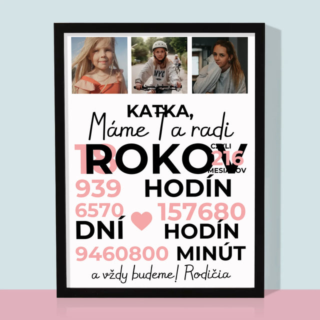 Fotokoláž: Máme Ťa Radi 18 Rokov - Zarámováná Tlač 30X40 (Vertikálne)