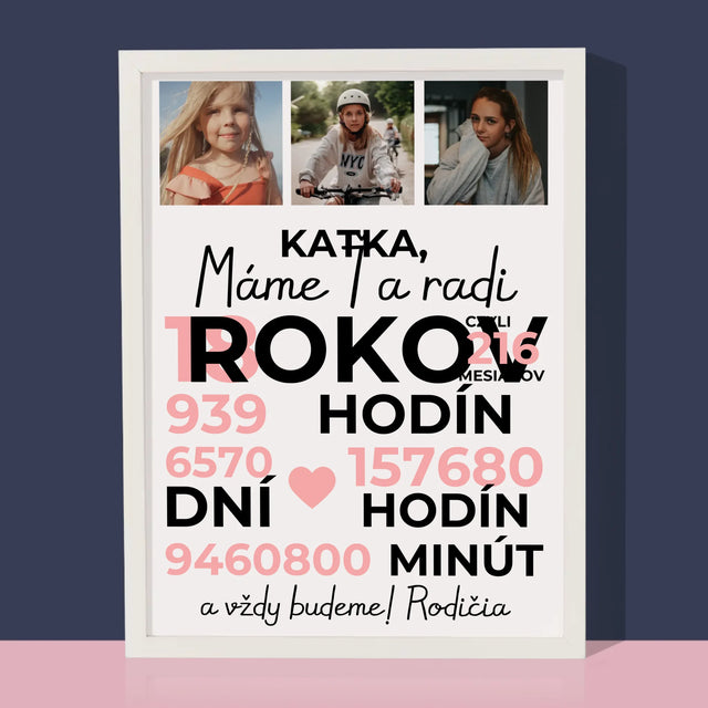 Fotokoláž: Máme Ťa Radi 18 Rokov - Zarámováná Tlač 30X40 (Vertikálne)