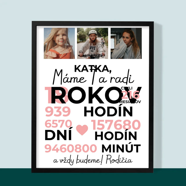 Fotokoláž: Máme Ťa Radi 18 Rokov - Zarámováná Tlač 30X40 (Vertikálne)