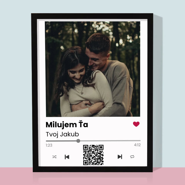Fotografia A Podpis: Spotify S Qr Kódom - Zarámováná Tlač 30X40 (Vertikálne)