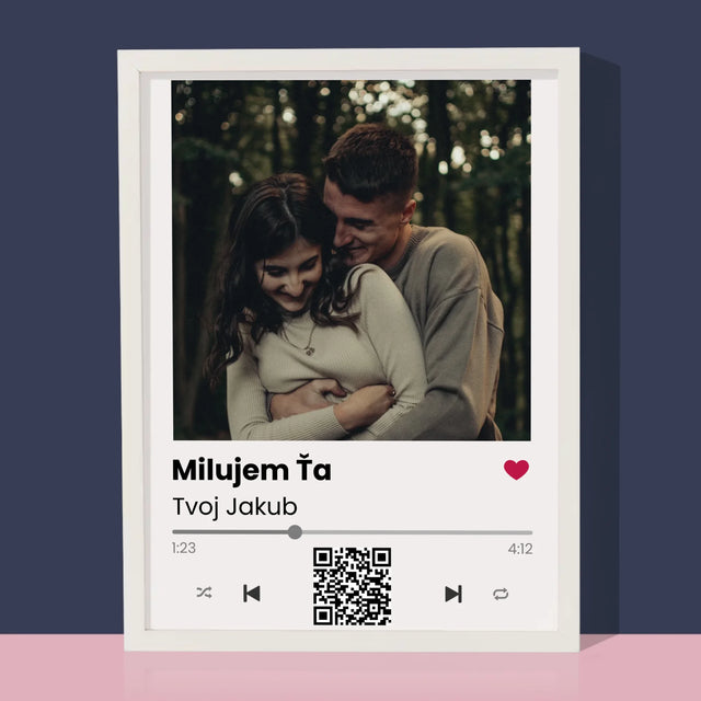 Fotografia A Podpis: Spotify S Qr Kódom - Zarámováná Tlač 30X40 (Vertikálne)