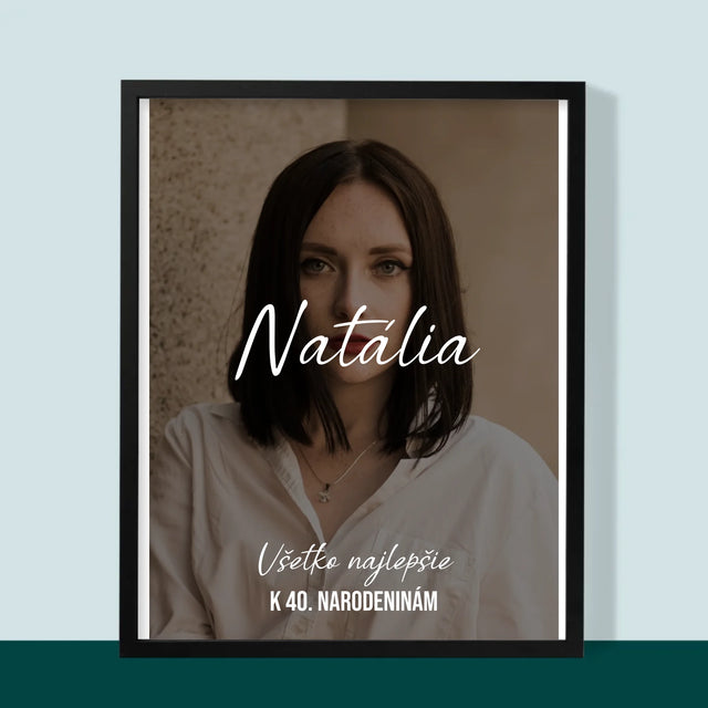 Fotografia A Podpis: Všetko Najlepšie K 40. Narodeninám - Zarámováná Tlač 30X40 (Vertikálne)