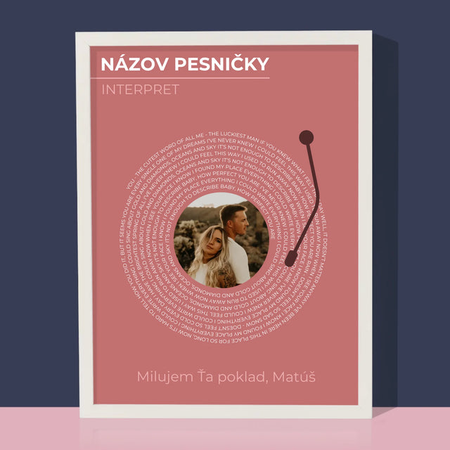 Fotografia A Podpis: Naša Pesnička Vinylová Platňa - Zarámováná Tlač 30X40 (Vertikálne)