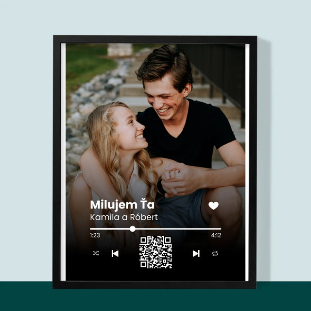 Fotografia A Podpis: Vaša Pesnička Qr Kód - Zarámováná Tlač 30X40 (Vertikálne)