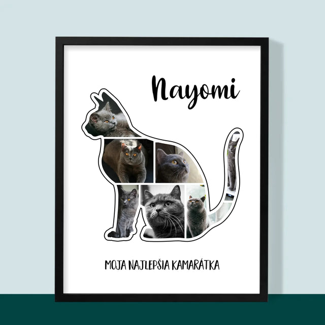 Tvar Z Fotografií: Mačka Najlepšia Kamarátka - Zarámováná Tlač 30X40 (Vertikálne)