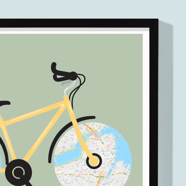Mapa Mesta: Osobný Rekord Na Cyklistike - Zarámováná Tlač 30X40 (Vertikálne)