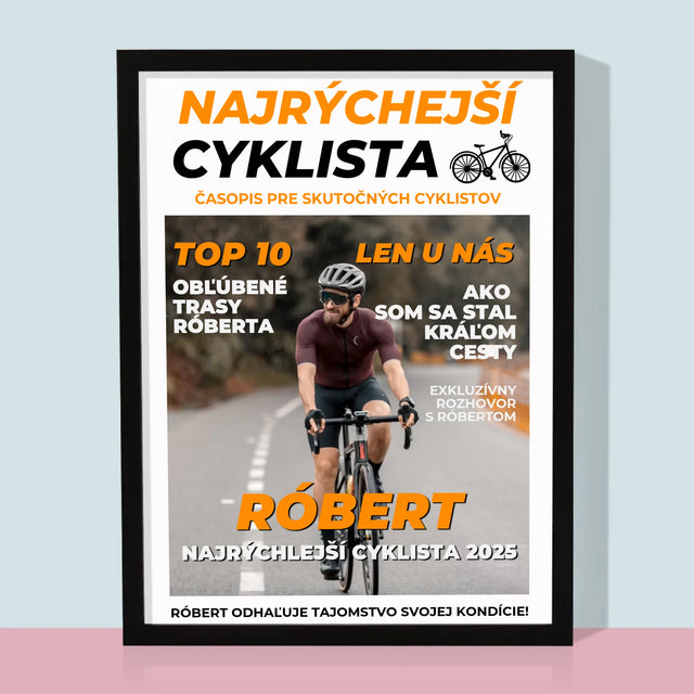 Obálka Časopisu: Najrýchlejší Cyklista - Zarámováná Tlač 30X40 (Vertikálne)