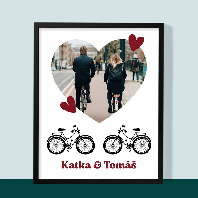Fotografia A Podpis: Cyklistický Pár - Zarámováná Tlač 30X40 (Vertikálne)