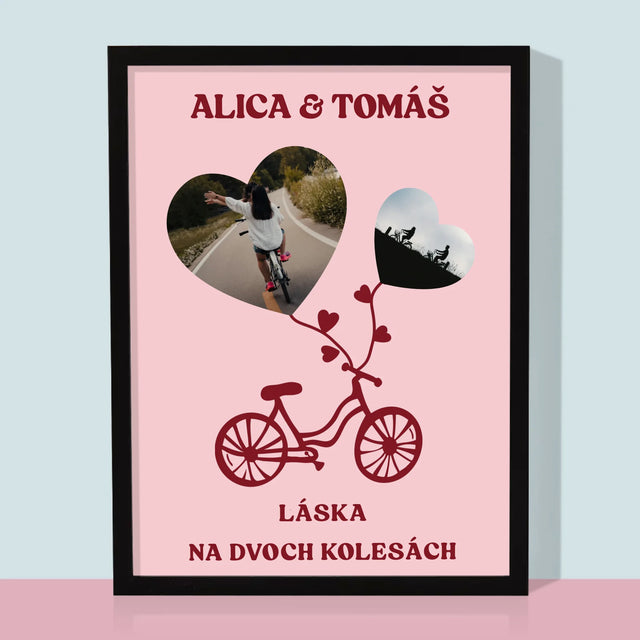 Fotokoláž: Láska Na Dvoch Kolesách - Zarámováná Tlač 30X40 (Vertikálne)