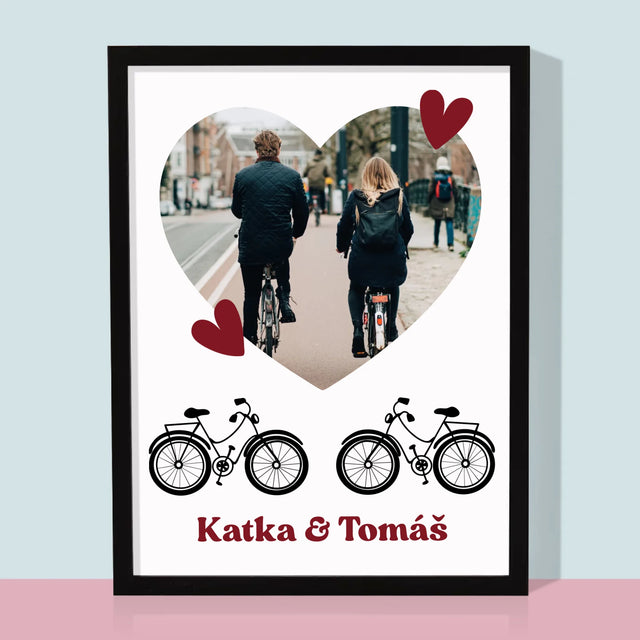 Fotografia A Podpis: Cyklistický Pár - Zarámováná Tlač 30X40 (Vertikálne)
