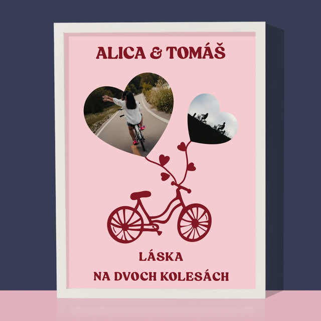 Fotokoláž: Láska Na Dvoch Kolesách - Zarámováná Tlač 30X40 (Vertikálne)