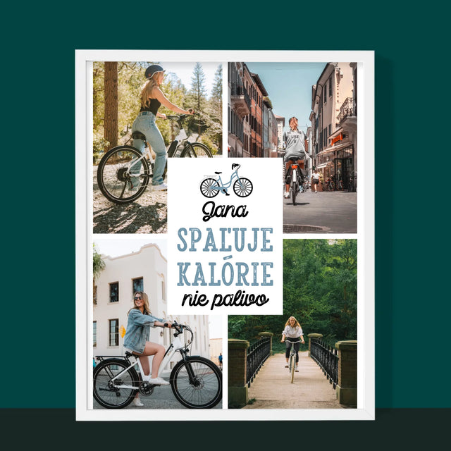Fotokoláž: Spaľuje Kalórie, Nie Palivo - Zarámováná Tlač 30X40 (Vertikálne)