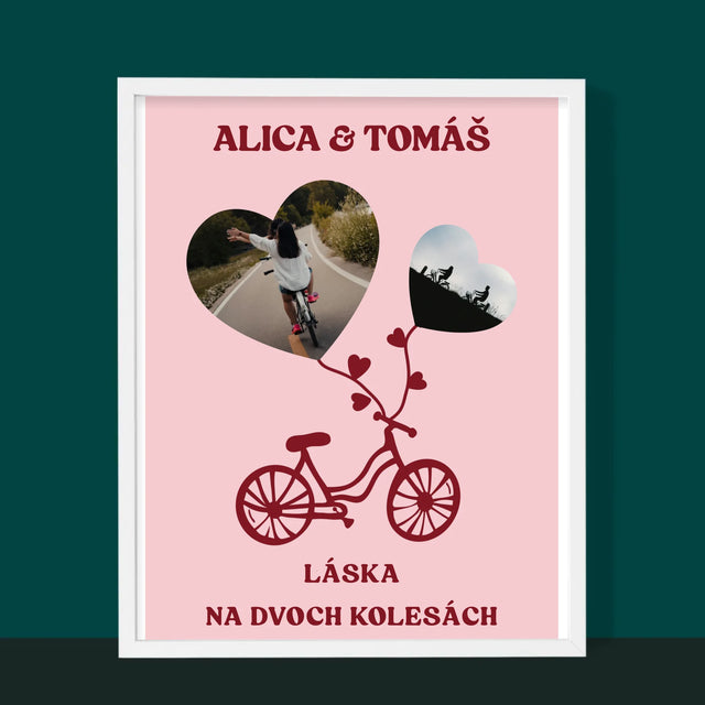 Fotokoláž: Láska Na Dvoch Kolesách - Zarámováná Tlač 30X40 (Vertikálne)