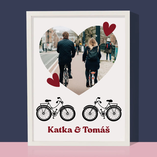 Fotografia A Podpis: Cyklistický Pár - Zarámováná Tlač 30X40 (Vertikálne)