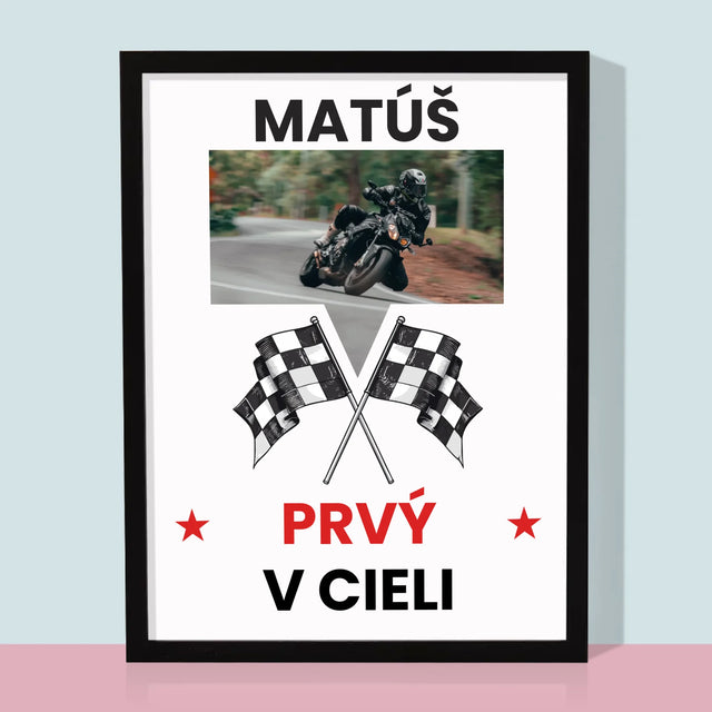 Fotografia A Podpis: Prvý V Cieli - Zarámováná Tlač 30X40 (Vertikálne)
