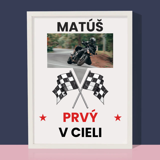 Fotografia A Podpis: Prvý V Cieli - Zarámováná Tlač 30X40 (Vertikálne)