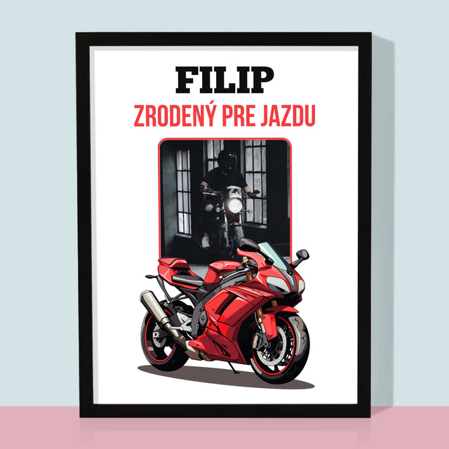 Fotografia A Podpis: Zrodený Pre Jazdu - Zarámováná Tlač 30X40 (Vertikálne)