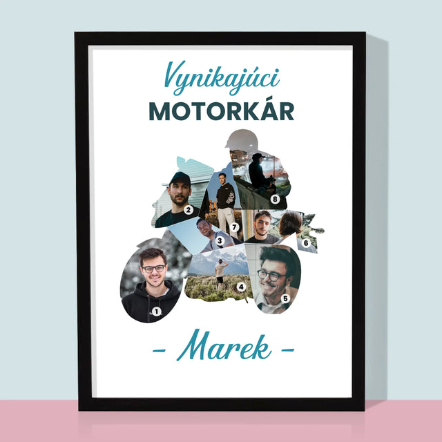 Tvar Z Fotografií: Vynikajúci Motorkár - Zarámováná Tlač 30X40 (Vertikálne)