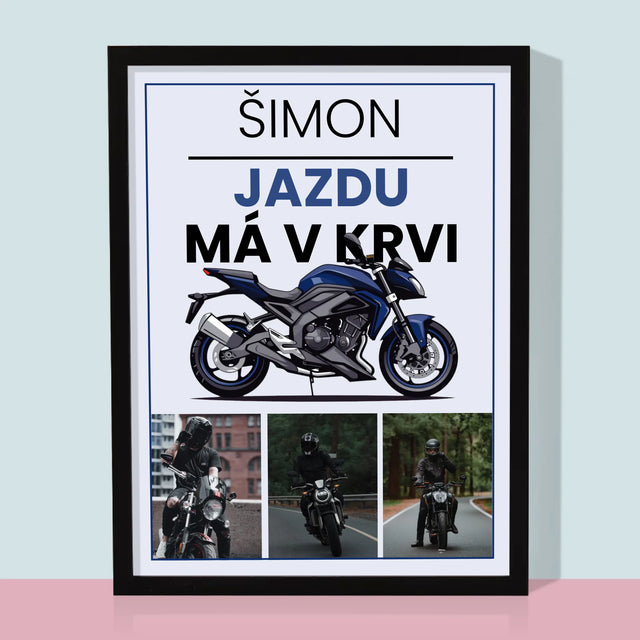 Fotokoláž: Jazdu Má V Krvi - Zarámováná Tlač 30X40 (Vertikálne)