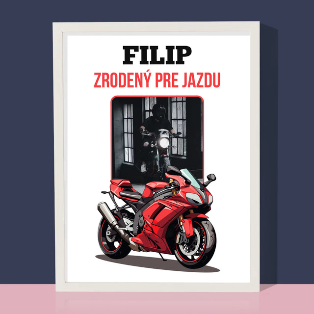 Fotografia A Podpis: Zrodený Pre Jazdu - Zarámováná Tlač 30X40 (Vertikálne)