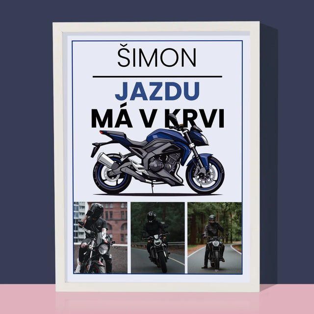 Fotokoláž: Jazdu Má V Krvi - Zarámováná Tlač 30X40 (Vertikálne)