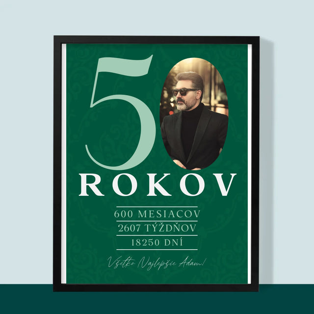 Fotografia A Podpis: 50 Rokov Odpočítavanie - Zarámováná Tlač 30X40 (Vertikálne)